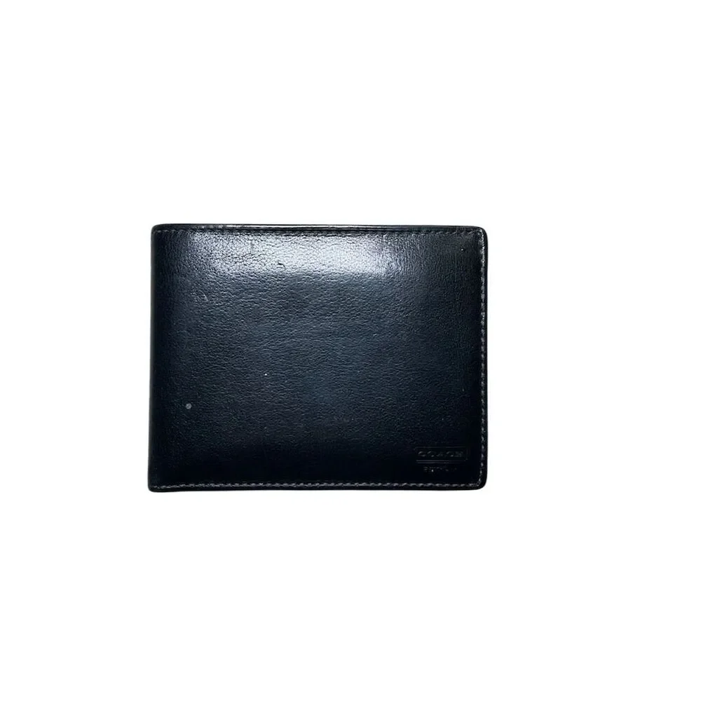 Coach Men's Black Slim Fold Wallet with Logo Accents in One Size